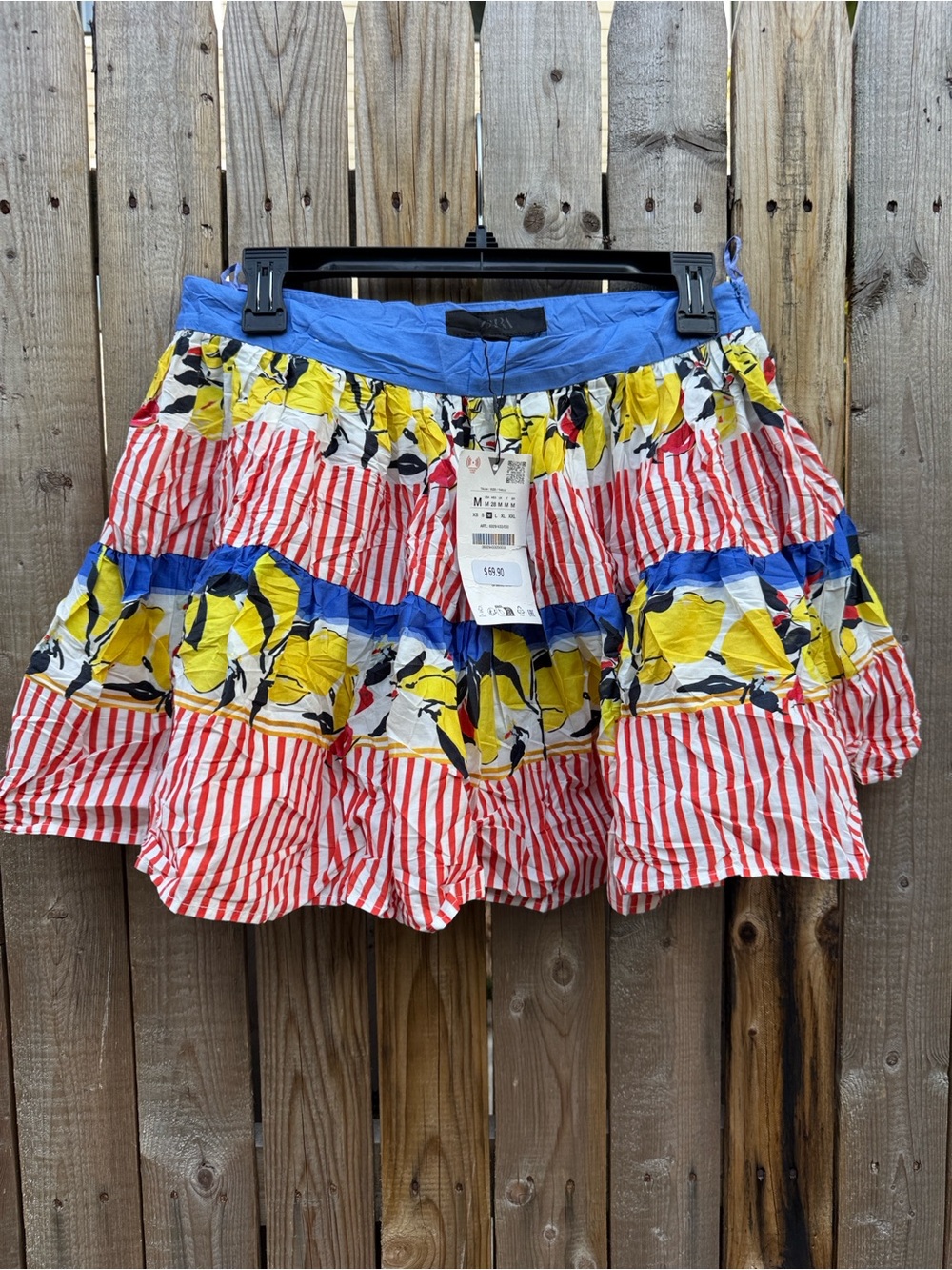 Zara Yellow Lemon Print Skater mini Skirt NWT